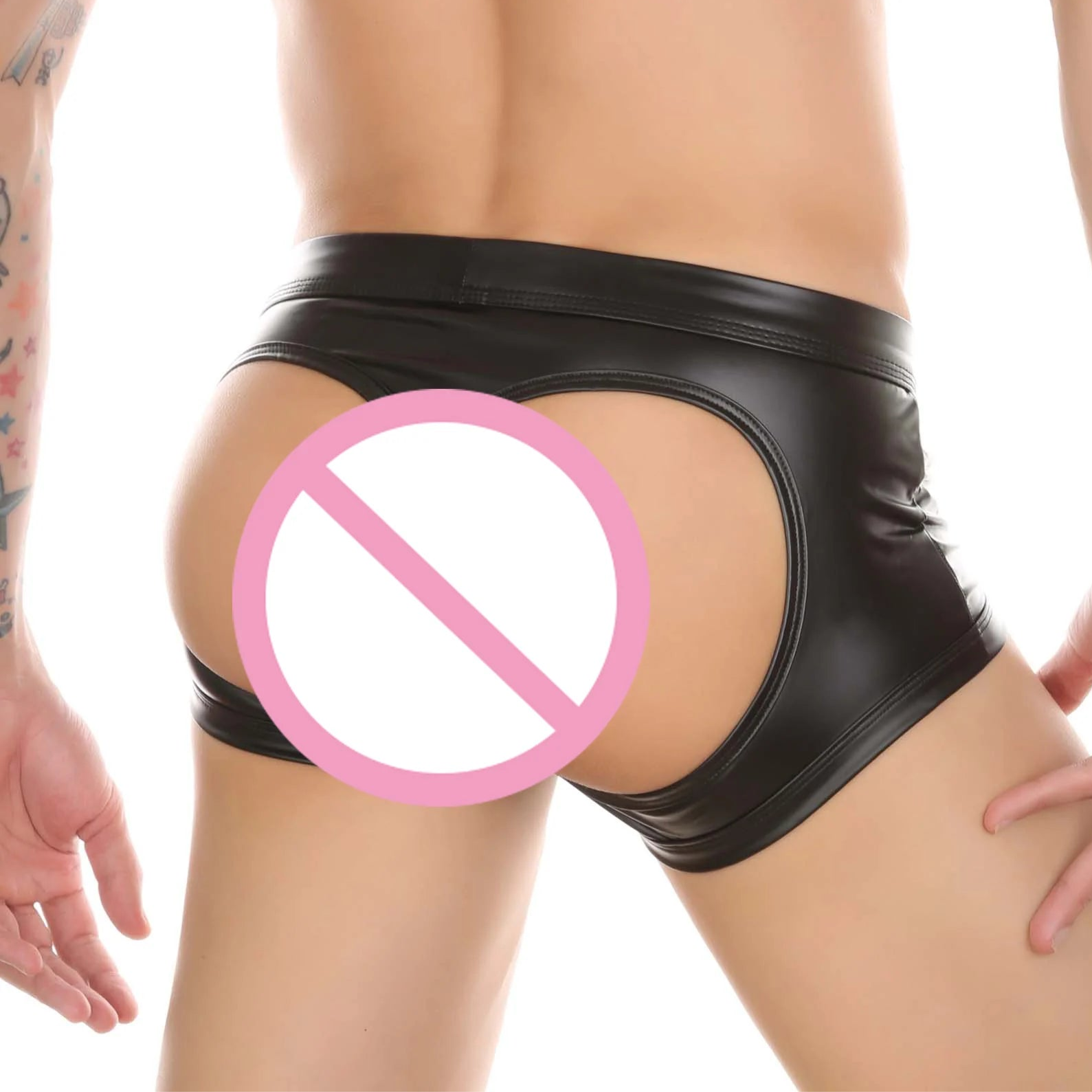 a sexy man in Men’s Bare Cheeks PU Leather Boxer - pridevoyageshop.com - gay men’s thongs, boxers, briefs and jockstraps