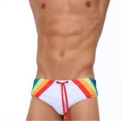 a sexy man in Men’s Pride Passion Swim Brief with Pad - pridevoyageshop.com - gay men’s sexy swim briefs, trunks, board shorts, and bikinis