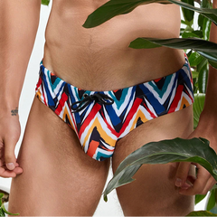 a sexy man in Men’s Zigzag Zaddy Swim Briefs - pridevoyageshop.com - gay men’s sexy swim briefs, trunks, board shorts, and bikinis