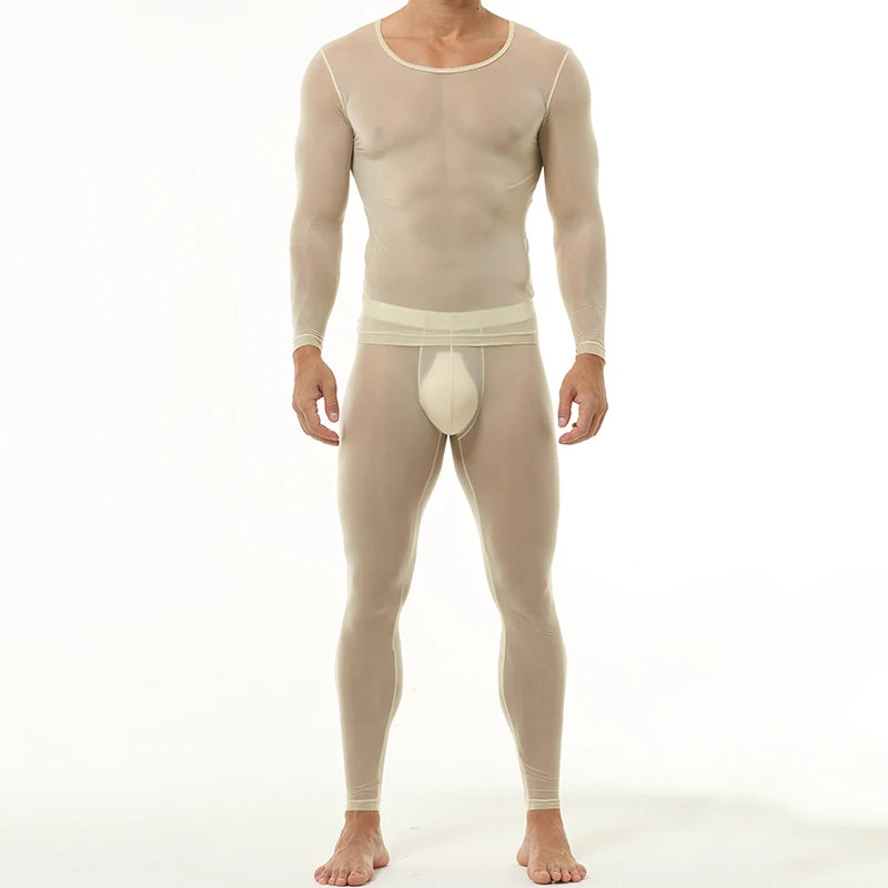 a sexy man in Nude Runway Nude-Illusion Mesh Set - pridevoyageshop.com - gay men's fashion, clubwear, party outfit

