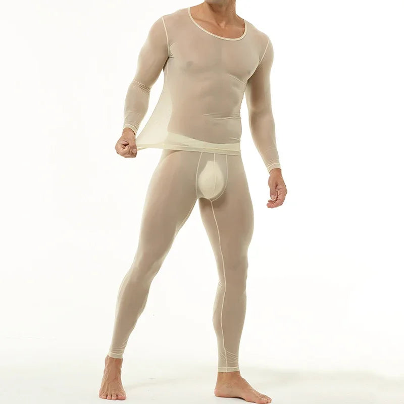 a sexy man in Nude Runway Nude-Illusion Mesh Set - pridevoyageshop.com - gay men's fashion, clubwear, party outfit
