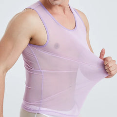 a sexy man in Purple Discreet Mesh Tank - pridevoyageshop.com - gay men's fashion, clubwear, party outfit
