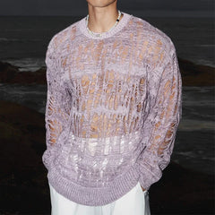 a sexy man in Purple Fire Island Breeze Shred Sweater - pridevoyageshop.com - gay men's fashion, clubwear, party outfit
