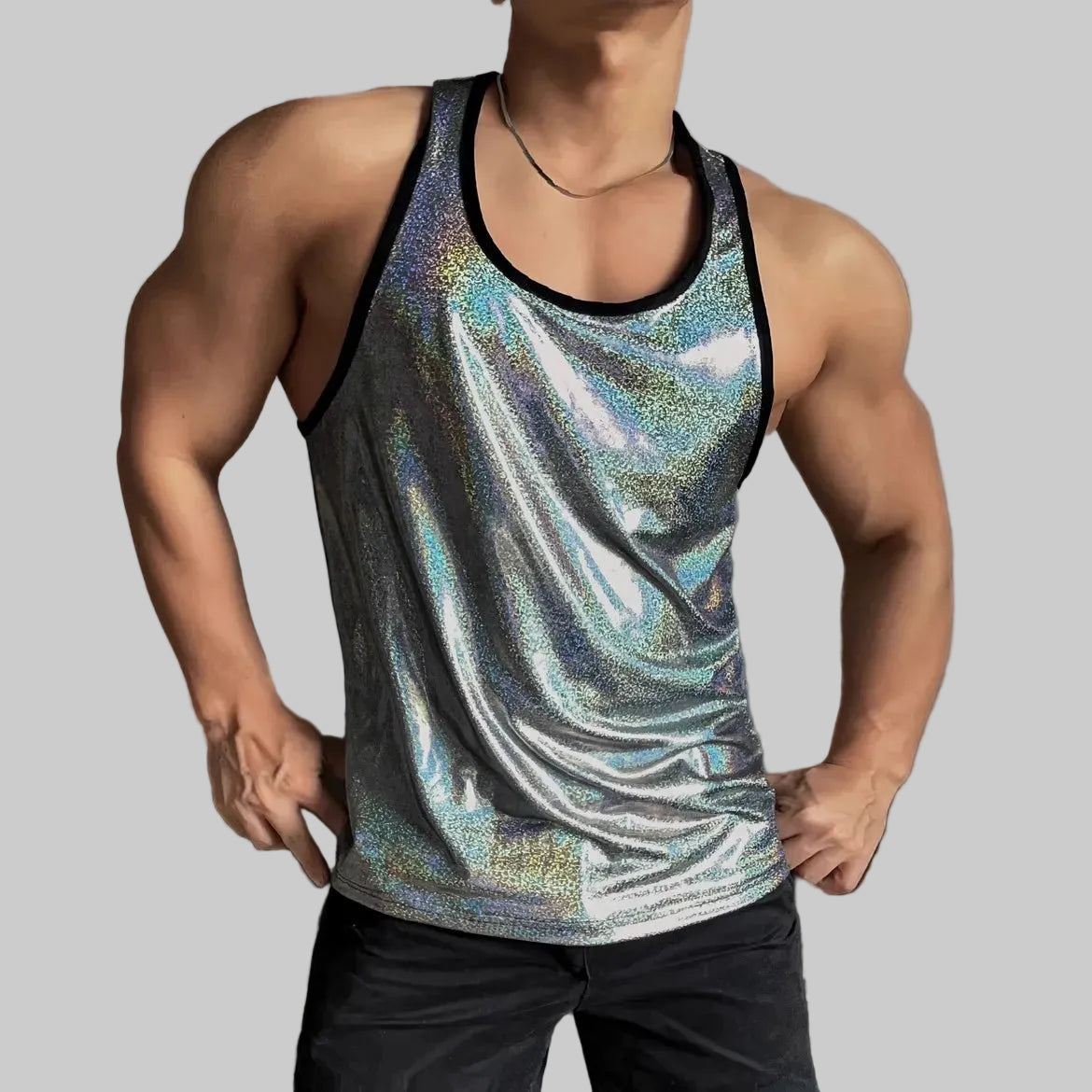 a sexy man in Rainbow Rainbow Crush Shine Tank - pridevoyageshop.com - gay men's fashion, clubwear, party outfit
