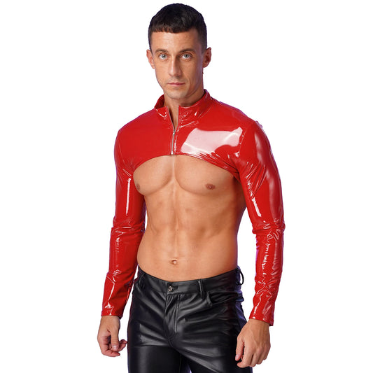 a sexy man in Red Boystown Drama PVC Bolero - pridevoyageshop.com - gay men's fashion, clubwear, party outfit
