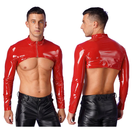 a sexy man in Red Boystown Drama PVC Bolero - pridevoyageshop.com - gay men's fashion, clubwear, party outfit
