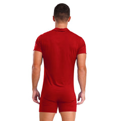 a sexy man in Red Handler Singlet - pridevoyageshop.com - gay men's lingerie, bodywear, fetish wear
