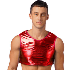 a sexy man in Red Panic Crop - pridevoyageshop.com - gay men's fashion, clubwear, party outfit
