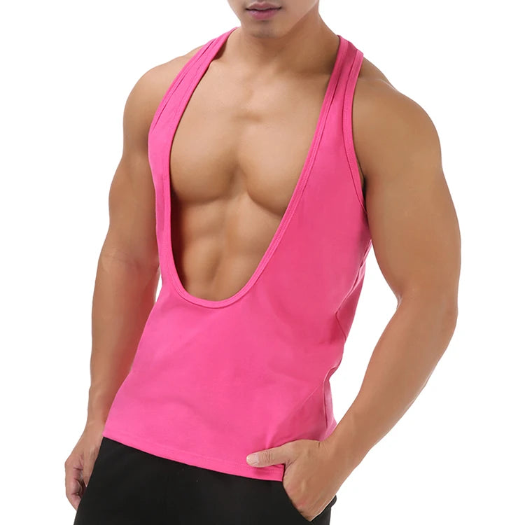 a sexy man in Roes red Discipline Plunge Tank - pridevoyageshop.com - gay men's fashion, clubwear, party outfit
