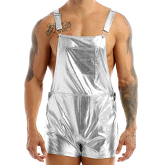 a sexy man in Silver P-Town Party Shortalls - pridevoyageshop.com - gay men's fashion, clubwear, party outfit
