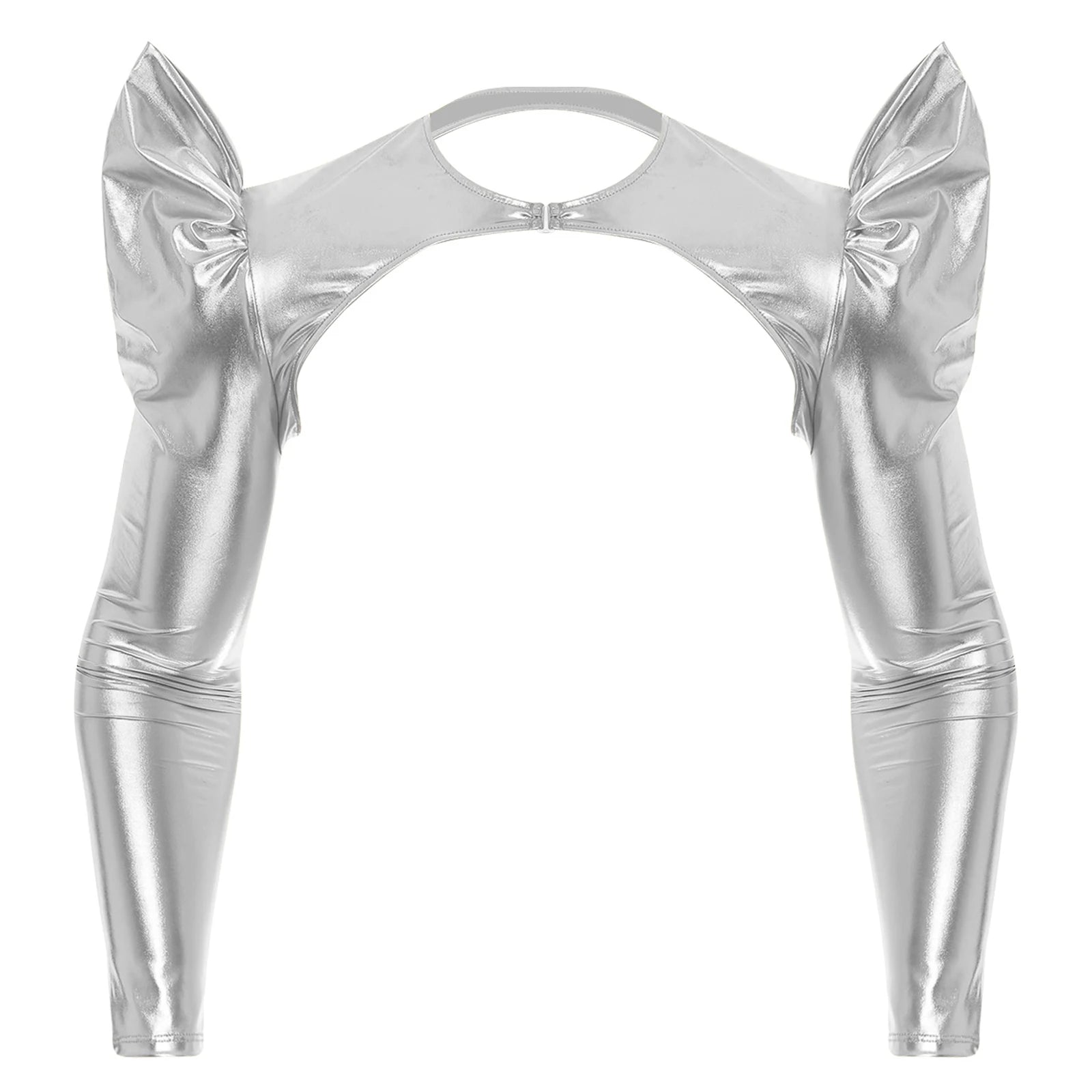 a sexy man in Silver Pop Rocket Metallic Shiny Crop Top - pridevoyageshop.com - gay men's fashion, clubwear, party outfit
