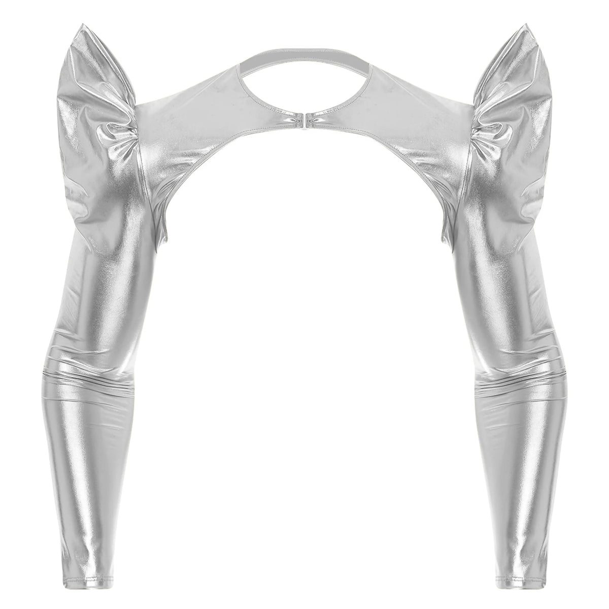 a sexy man in Silver Pop Rocket Metallic Shiny Crop Top - pridevoyageshop.com - gay men's fashion, clubwear, party outfit
