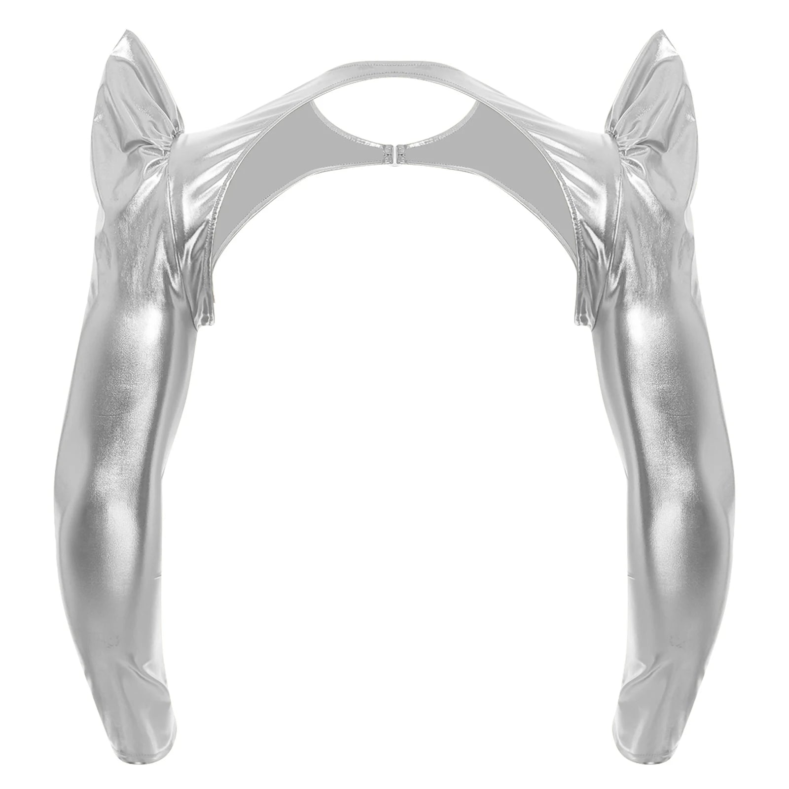 a sexy man in Silver Pop Rocket Metallic Shiny Crop Top - pridevoyageshop.com - gay men's fashion, clubwear, party outfit
