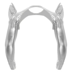 a sexy man in Silver Pop Rocket Metallic Shiny Crop Top - pridevoyageshop.com - gay men's fashion, clubwear, party outfit
