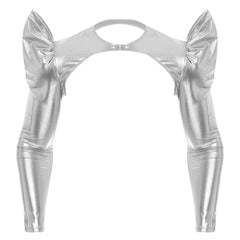 a sexy man in Silver Pop Rocket Metallic Shiny Crop Top - pridevoyageshop.com - gay men's fashion, clubwear, party outfit
