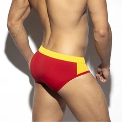 a sexy man in Spain flag Men’s World Play National Flags Swim Briefs - pridevoyageshop.com - gay men’s sexy swim briefs, trunks, board shorts, and bikinis