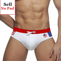 a sexy man in USA flag Men’s World Play National Flags Swim Briefs - pridevoyageshop.com - gay men’s sexy swim briefs, trunks, board shorts, and bikinis
