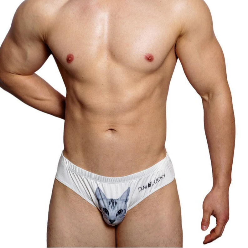 a sexy man in White Cat DM Men’s Cheeky Critters & Fruit Print Brief - pridevoyageshop.com - gay men’s thongs, boxers, briefs and jockstraps