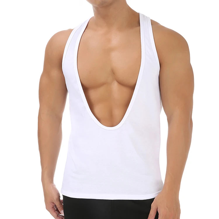 a sexy man in White Discipline Plunge Tank - pridevoyageshop.com - gay men's fashion, clubwear, party outfit
