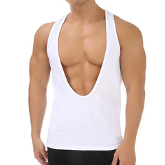 a sexy man in White Discipline Plunge Tank - pridevoyageshop.com - gay men's fashion, clubwear, party outfit
