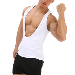 a sexy man in White Discipline Plunge Tank - pridevoyageshop.com - gay men's fashion, clubwear, party outfit

