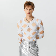 a sexy man in White No Talking Cutout Bodysuit - pridevoyageshop.com - gay men's lingerie, bodywear, fetish wear
