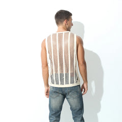 a sexy man in White Pool Queen Net Top - pridevoyageshop.com - gay men's fashion, clubwear, party outfit
