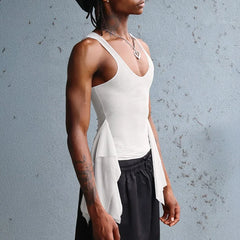 a sexy man in White Runway Wing Sheer Tank - pridevoyageshop.com - gay men's fashion, clubwear, party outfit
