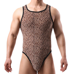 a sexy man in Wild Tamer Night Hunt Leopard Tank Bodysuit – pridevoyageshop.com – gay men’s harness, lingerie and fetish wear