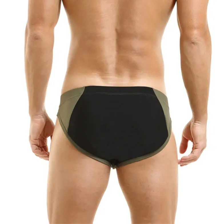 a sexy man in army green Men’s Zip Me Up, Boy Swim Briefs - pridevoyageshop.com - gay men’s sexy swim briefs, trunks, board shorts, and bikinis