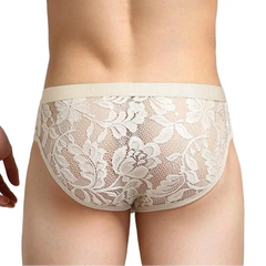 a sexy man in beige Men’s Lace Peek-a-Boo Briefs - pridevoyageshop.com - gay men’s thongs, boxers, briefs and jockstraps