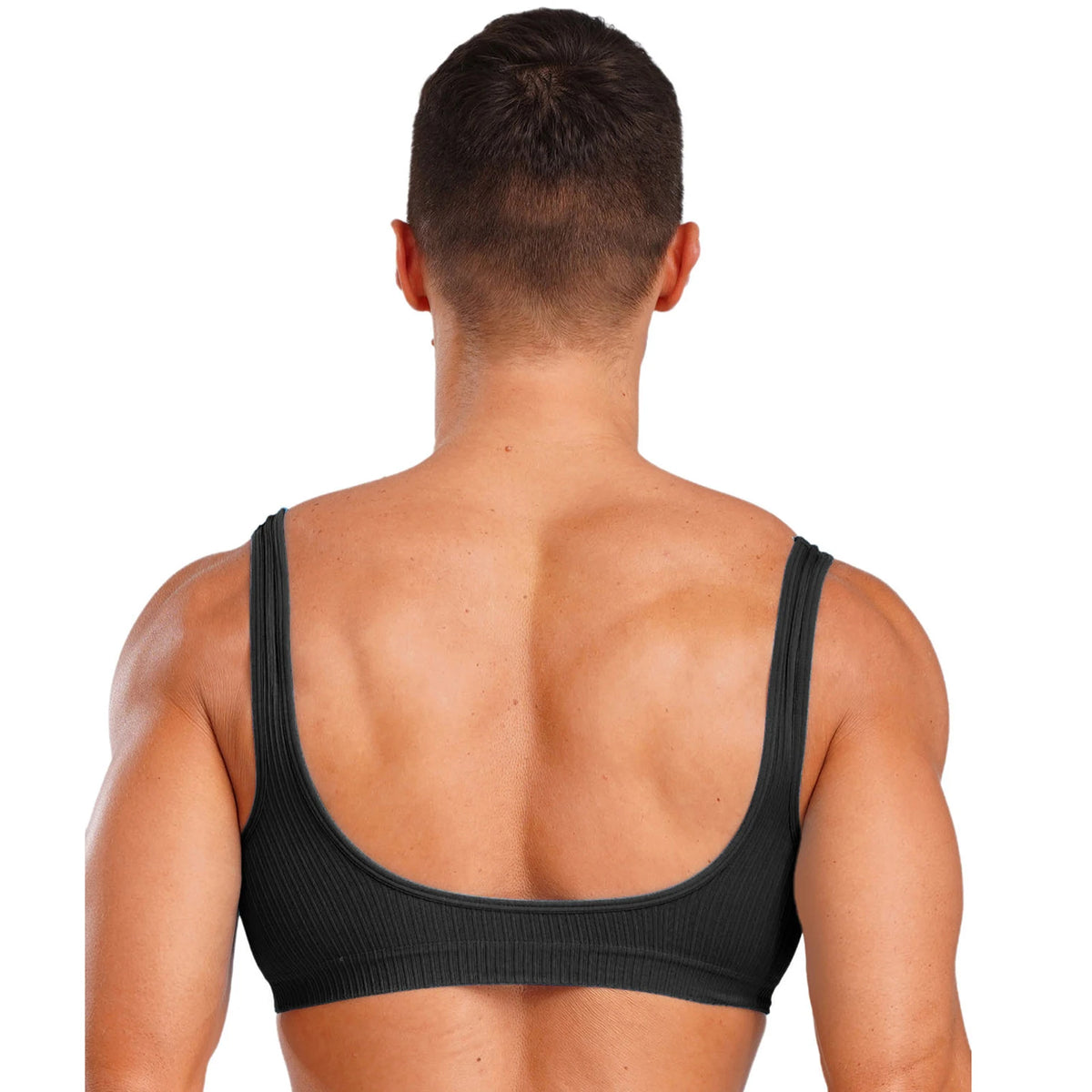 a sexy man in black Boytoy Deep Scoop Rib Vest - pridevoyageshop.com - gay men’s harness, lingerie and fetish wear