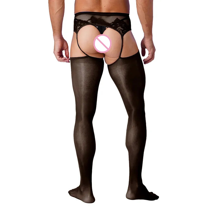 a sexy man in black Club Darling Garter Hose - pridevoyageshop.com - gay men’s harness, lingerie and fetish wear