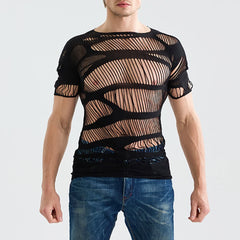 a sexy man in black Club Strip Down Mesh Tee - pridevoyageshop.com - gay men’s harness, lingerie and fetish wear