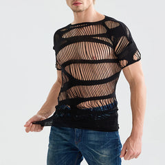 a sexy man in black Club Strip Down Mesh Tee - pridevoyageshop.com - gay men’s harness, lingerie and fetish wear