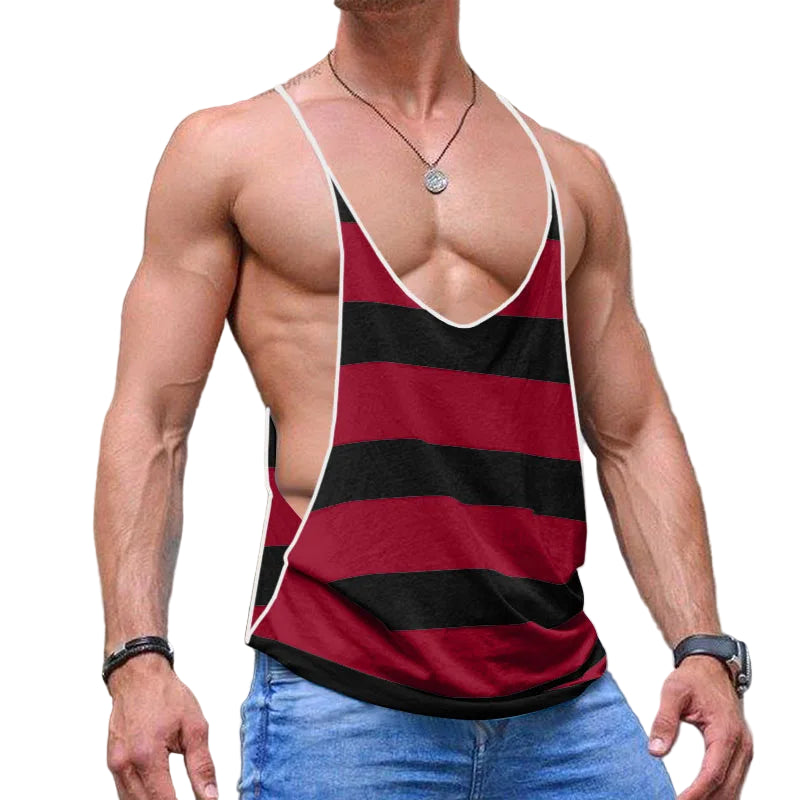a sexy man in black Daddys DeepCut Stringer Tanks – pridevoyageshopcom – gay mens clubwear mesh tanks crop tops fashion tops partywear activewear
