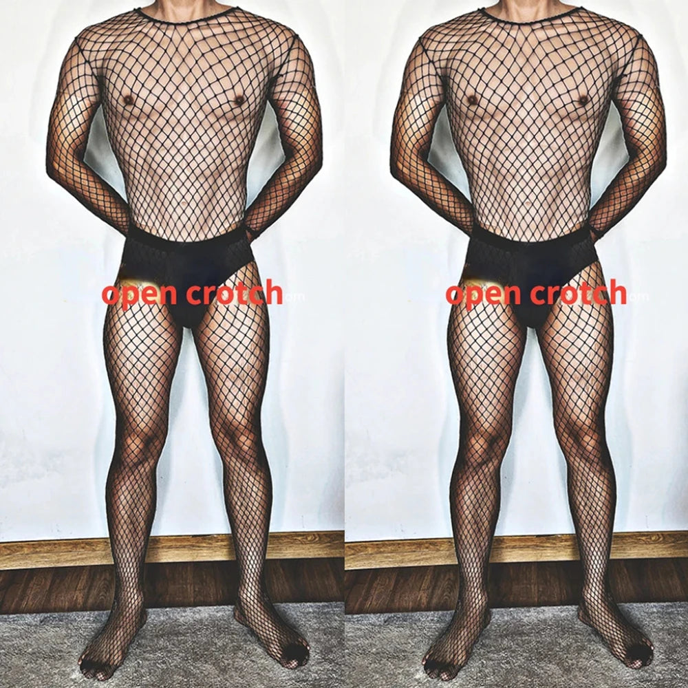 a sexy man in black Dark Mode Open-Crotch Bodystocking - pridevoyageshop.com - gay men’s harness, lingerie and fetish wear