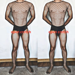 a sexy man in black Dark Mode Open-Crotch Bodystocking - pridevoyageshop.com - gay men’s harness, lingerie and fetish wear