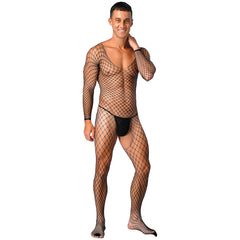 a sexy man in black Full Serve Net Bodystocking - pridevoyageshop.com - gay men’s harness, lingerie and fetish wear