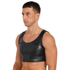 a sexy man in black Liquid Mercury Micro Metallic Vest - pridevoyageshop.com - gay men’s harness, lingerie and fetish wear
