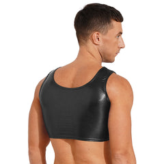 a sexy man in black Liquid Mercury Micro Metallic Vest - pridevoyageshop.com - gay men’s harness, lingerie and fetish wear