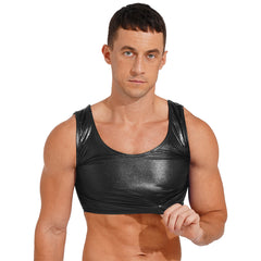 a sexy man in black Liquid Mercury Micro Metallic Vest - pridevoyageshop.com - gay men’s harness, lingerie and fetish wear