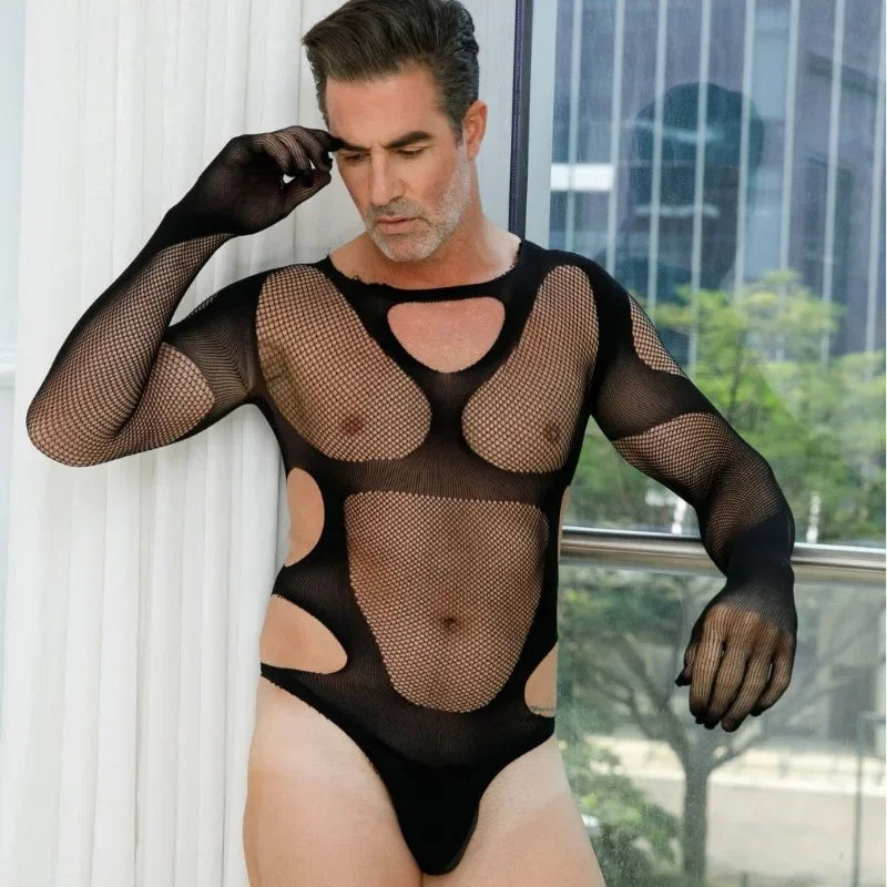 a sexy man in black Main Character Reveal Bodysuit - pridevoyageshop.com - gay men’s harness, lingerie and fetish wear