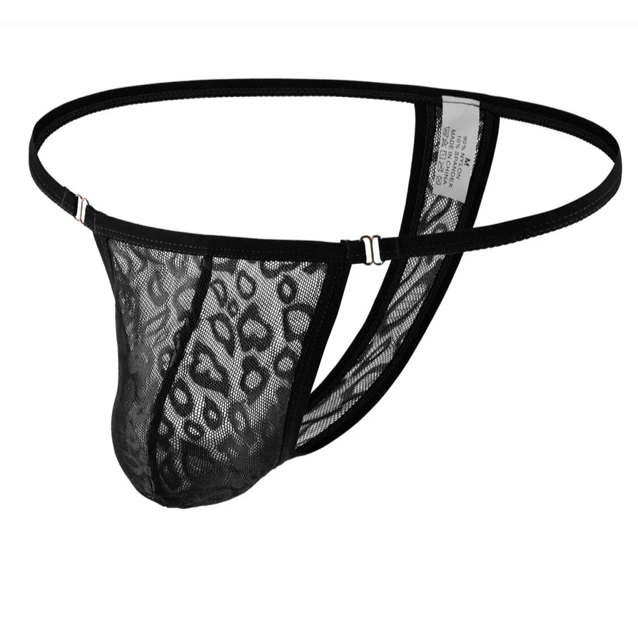 a sexy man in black Men’s Barely Bound Lace Thong - pridevoyageshop.com - gay men’s thongs, boxers, briefs and jockstraps