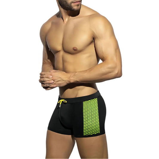 a sexy man in black Men’s Circuit Spark Low Rise Swim Trunks - pridevoyageshop.com - gay men’s sexy swim briefs, trunks, board shorts, and bikinis
