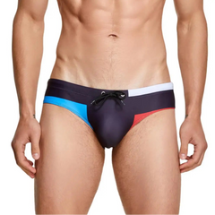 a sexy man in black Men’s Colorblock Bait Swim Briefs - pridevoyageshop.com - gay men’s sexy swim briefs, trunks, board shorts, and bikinis