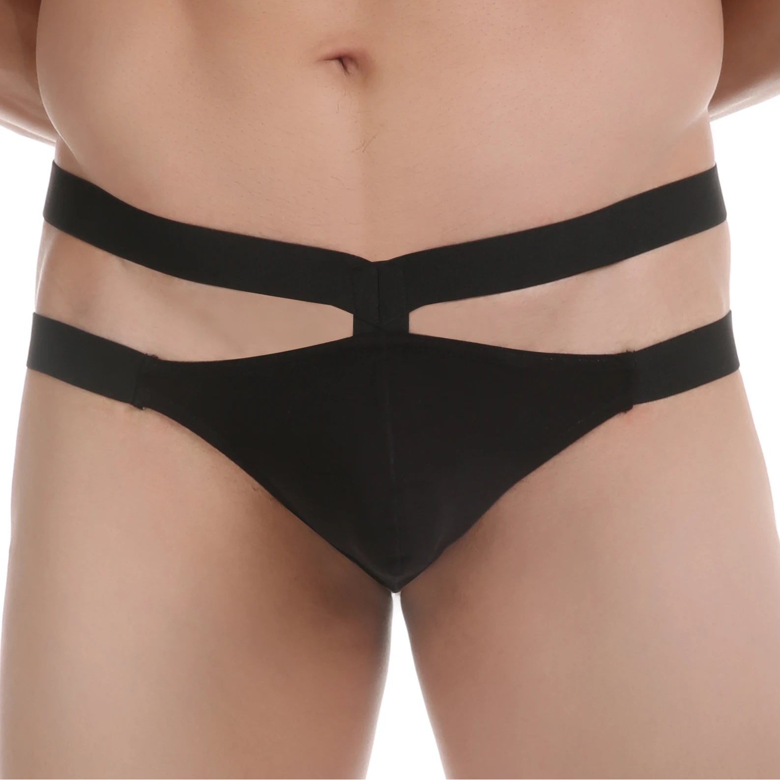 a sexy man in black Men’s Double Harness Thong - pridevoyageshop.com - gay men’s thongs, boxers, briefs and jockstraps