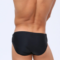 a sexy man in black Men’s Double Zipper Pouch Swim Briefs - pridevoyageshop.com - gay men’s sexy swim briefs, trunks, board shorts, and bikinis