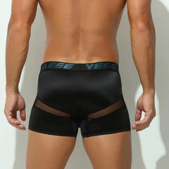 a sexy man in black Men’s Drama Mesh Boxer Briefs – pridevoyageshop.com – gay men’s sexy swim briefs, trunks, board shorts, and bikinis