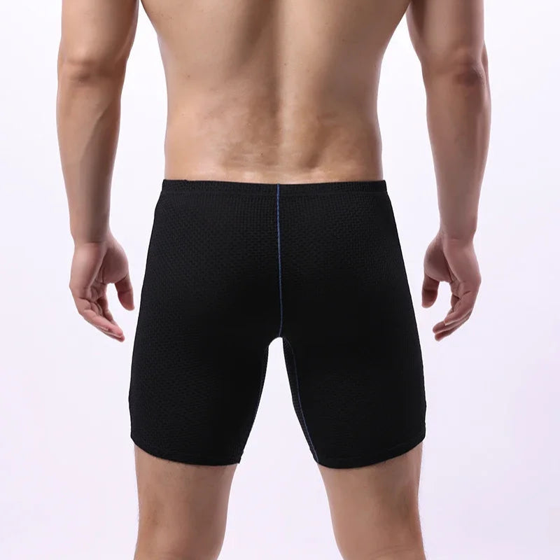 a sexy man in black Men's Glory Big Pouch Waffle-Knit Long Boxers - pridevoyageshop.com - gay men’s thongs, boxers, briefs and jockstraps